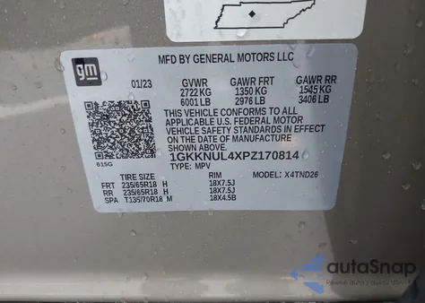 2023 GMC Acadia Awd Slt z USA, uszkodzony, nr VIN 1GKKNUL4XPZ170814